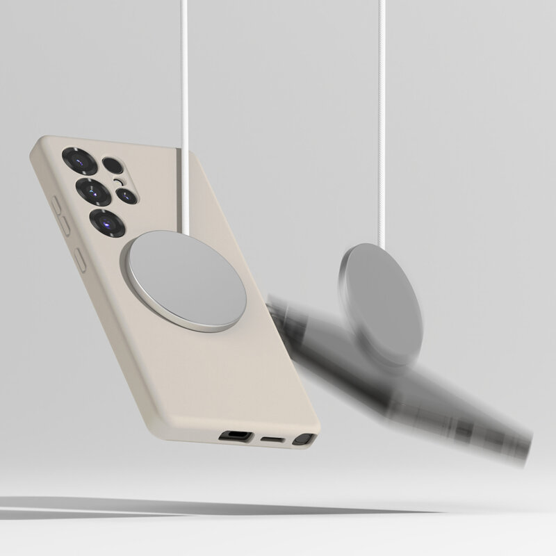 Husa Samsung Galaxy S25 Ultra Ringke Silicone Magnetic MagSafe, crem