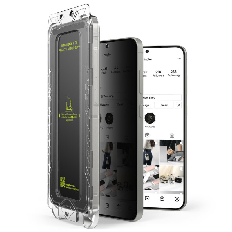 [Pachet 2x] Folie sticla Samsung Galaxy S25 Plus Ringke Easy Slide Privacy Tempered Glass, negru