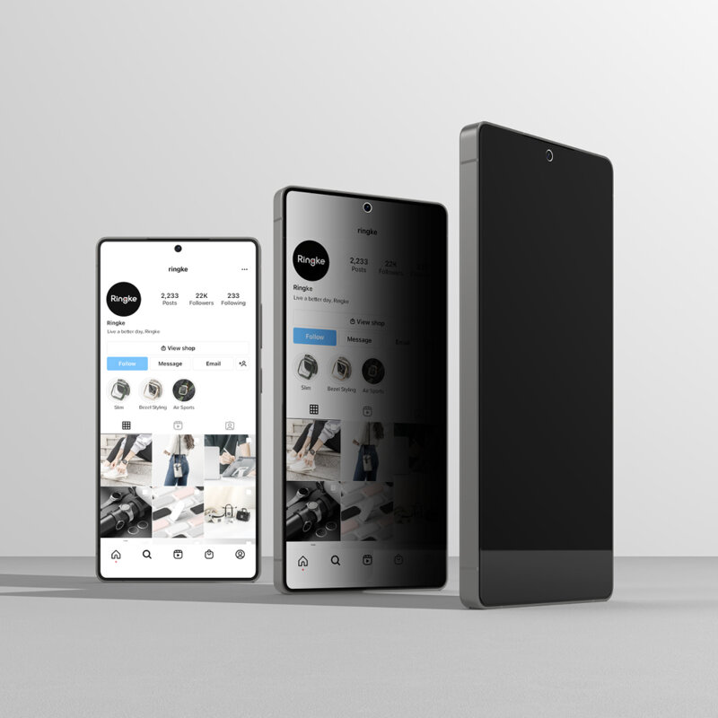 [Pachet 2x] Folie sticla Samsung Galaxy S25 Ringke Easy Slide Privacy Tempered Glass, negru