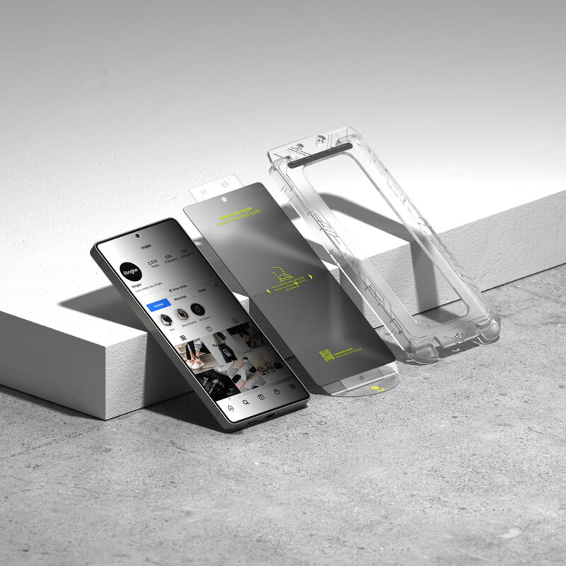 [Pachet 2x] Folie sticla Samsung Galaxy S25 Ringke Easy Slide Privacy Tempered Glass, negru