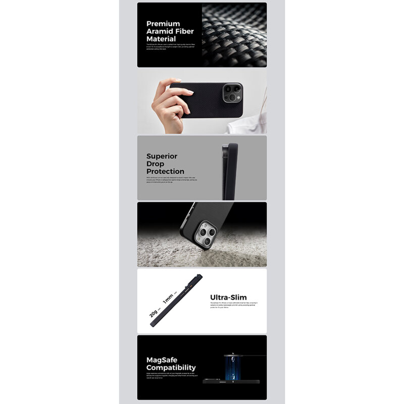 Husa iPhone 16 Edizard Pro MagSafe Case, negru