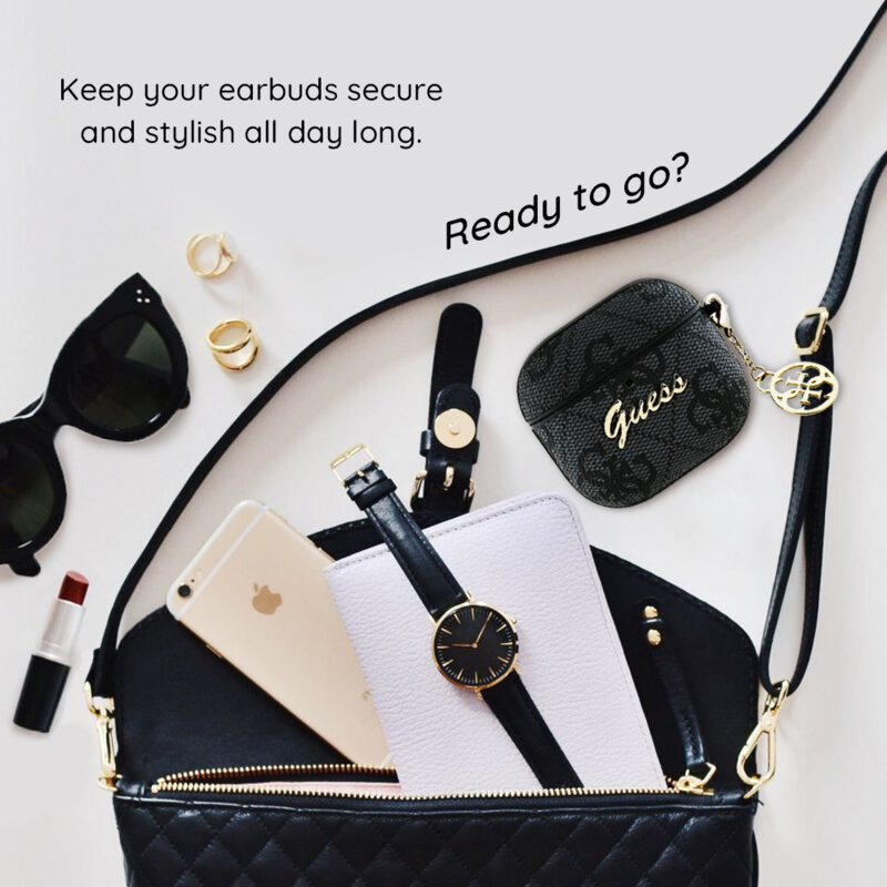 Husa Apple AirPods 4 Guess 4G Charm Collection, maro, GUA4G4GSMW