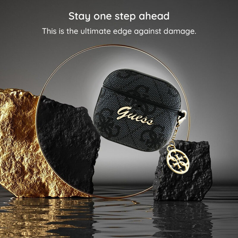 Husa Apple AirPods 4 Guess 4G Charm Collection, negru, GUA4G4GSMK