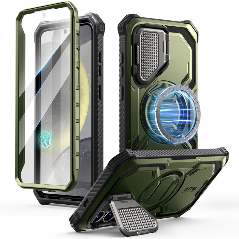 [Pachet 360°] Husa + folie Samsung Galaxy S25 Plus I-Blason Armorbox MagSafe, verde