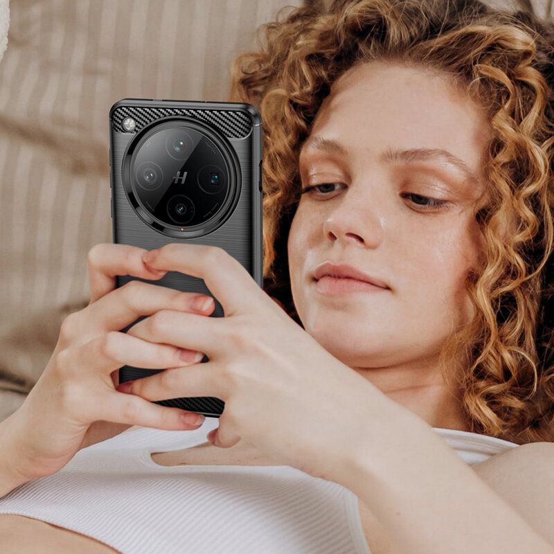 Husa Oppo Find X8 Pro Techsuit Carbon Silicone, negru