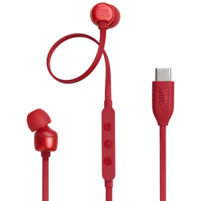 Casti audio cu fir in-ear cu mufa Type-C JBL 310C, rosu