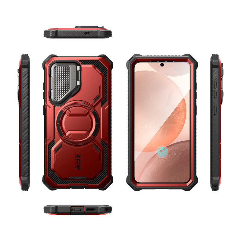 [Pachet 360°] Husa + folie Samsung Galaxy S25 Plus I-Blason Armorbox MagSafe, rosu