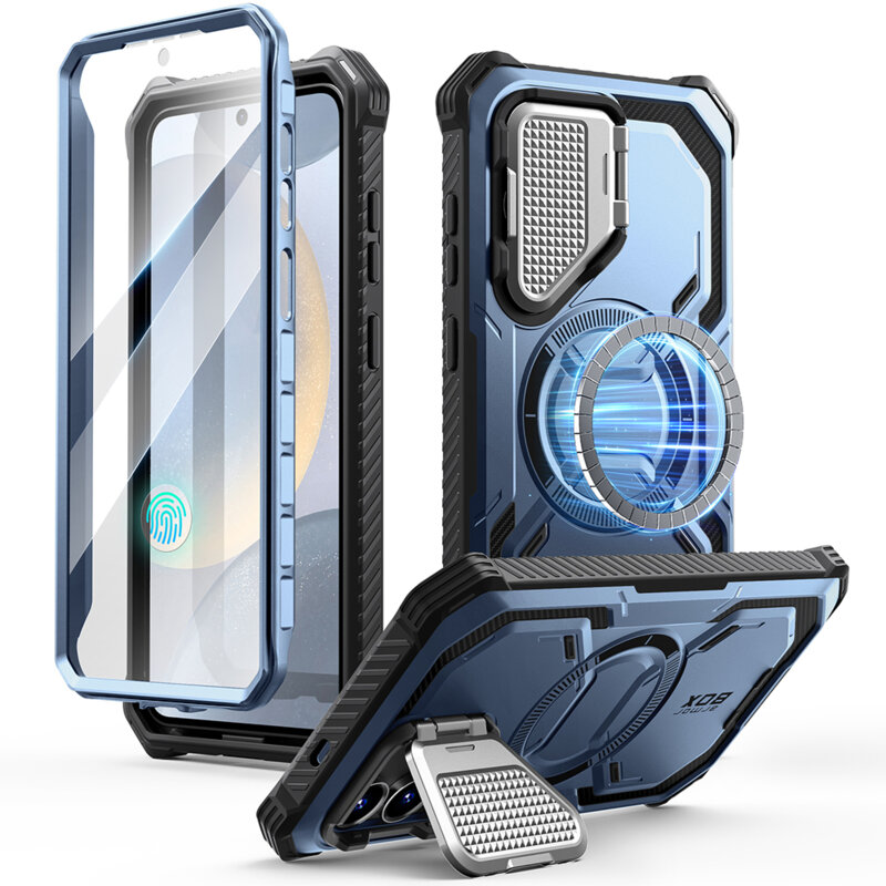 [Pachet 360°] Husa + folie Samsung Galaxy S25 Plus I-Blason Armorbox MagSafe, albastru