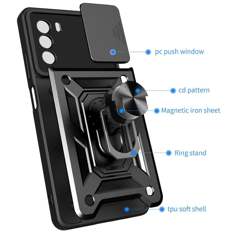 Husa Motorola Moto G62 5G protectie camera Techsuit CamShield Series, negru