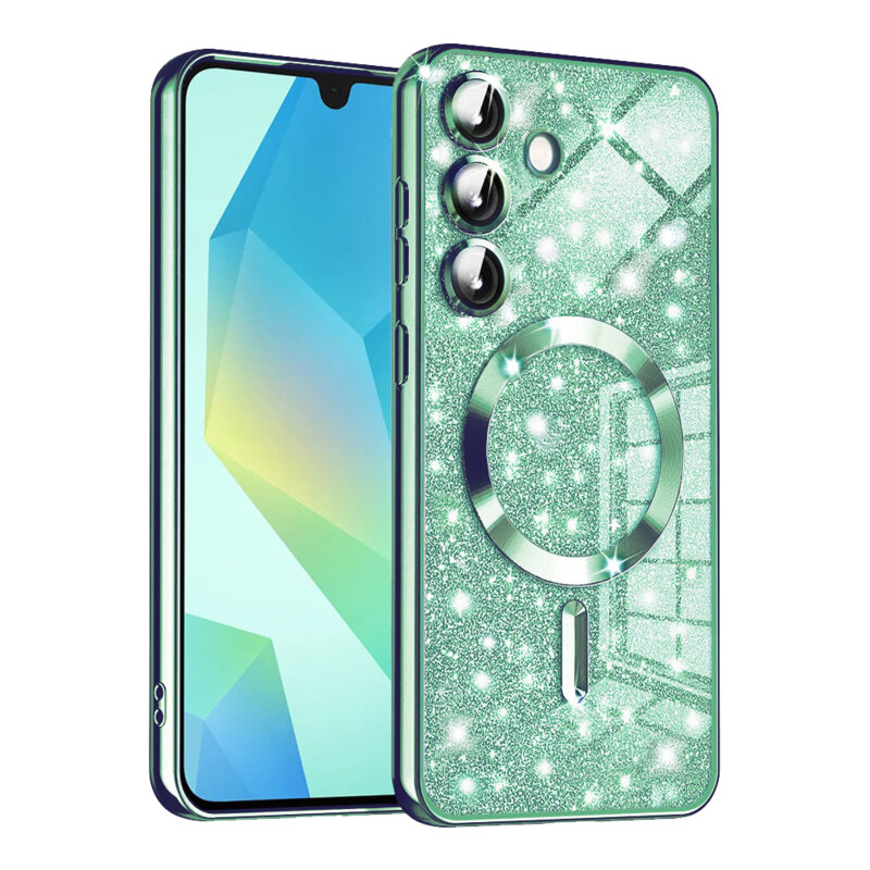 Husa premium Samsung Galaxy A16 5G Techsuit Luxury Glitter MagSafe, verde deschis