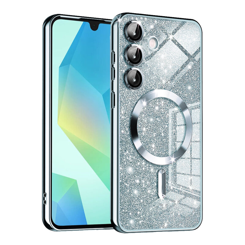 Husa premium Samsung Galaxy A16 5G Techsuit Luxury Glitter MagSafe, bleu