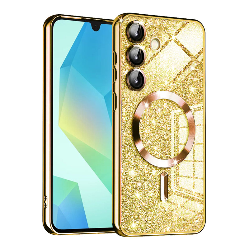 Husa premium Samsung Galaxy A16 5G Techsuit Luxury Glitter MagSafe, auriu