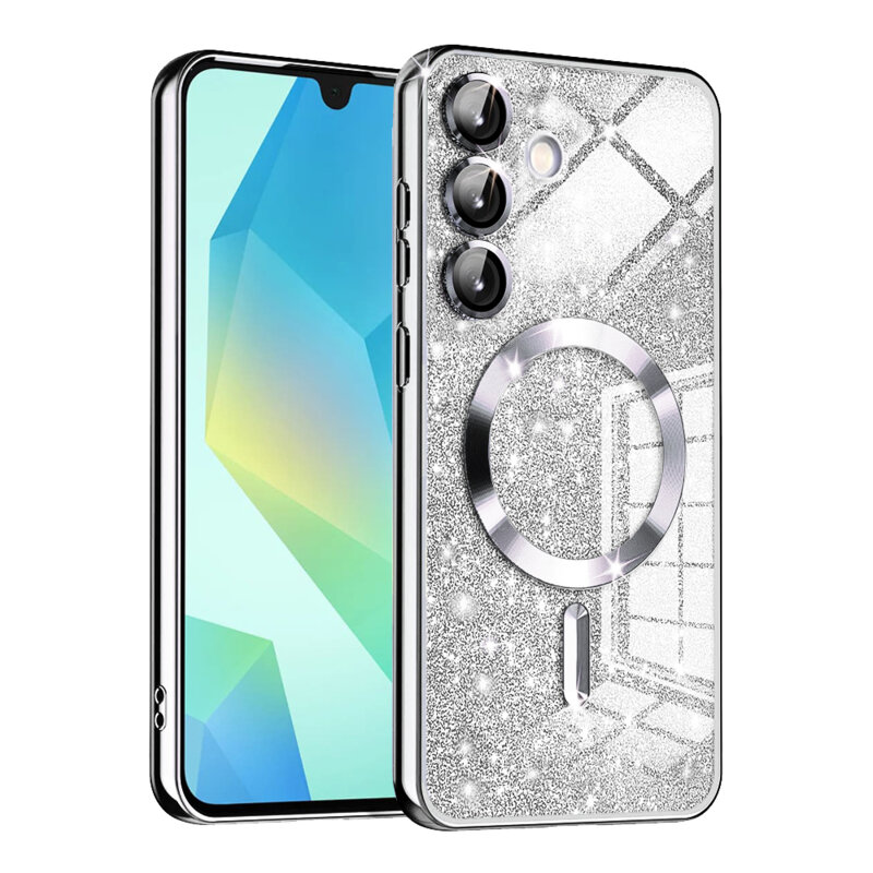 Husa premium Samsung Galaxy A16 5G Techsuit Luxury Glitter MagSafe, argintiu