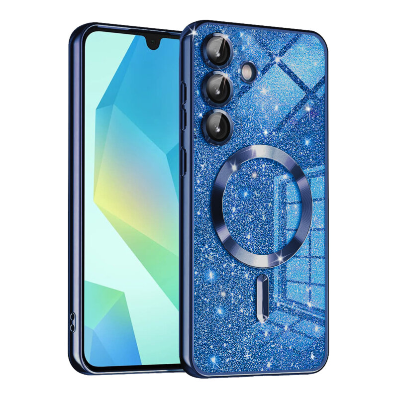 Husa premium Samsung Galaxy A16 5G Techsuit Luxury Glitter MagSafe, albastru
