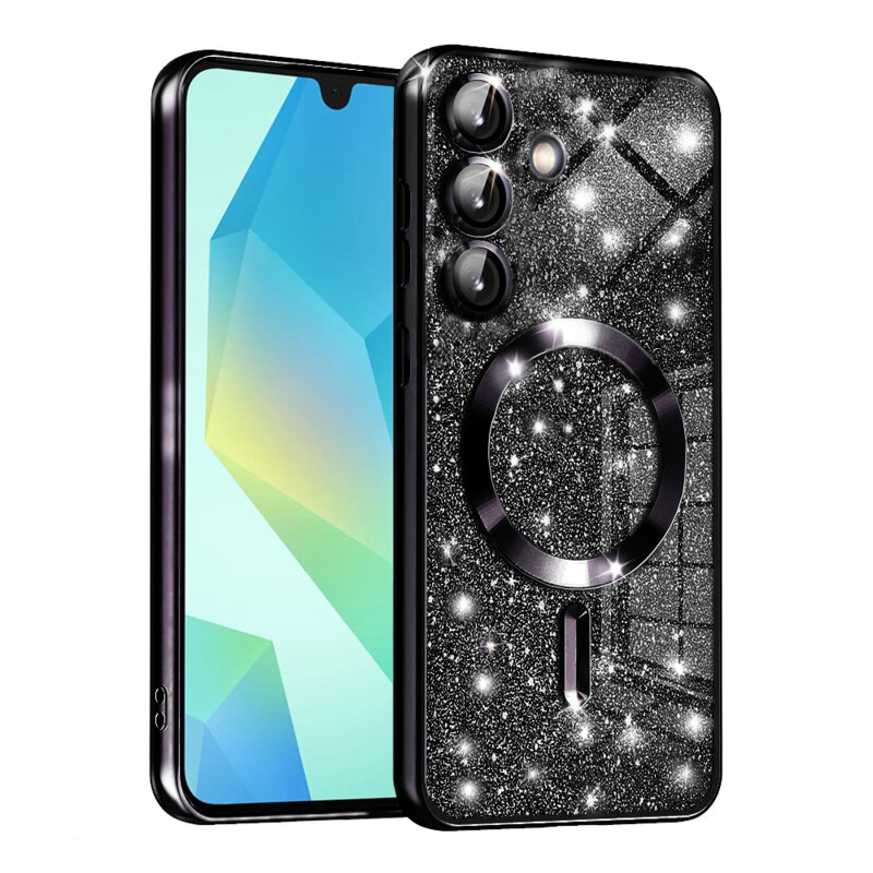 Husa premium Samsung Galaxy A16 5G Techsuit Luxury Glitter MagSafe, negru