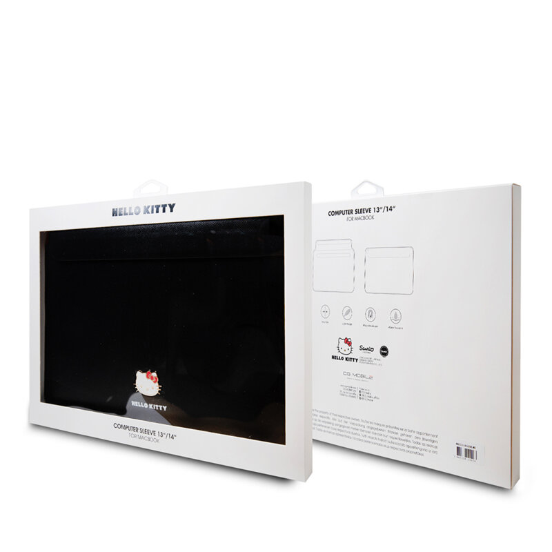 Husa laptop 14 inch Hello Kitty PU Metal Logo, negru, HKCS14PGHDLMK