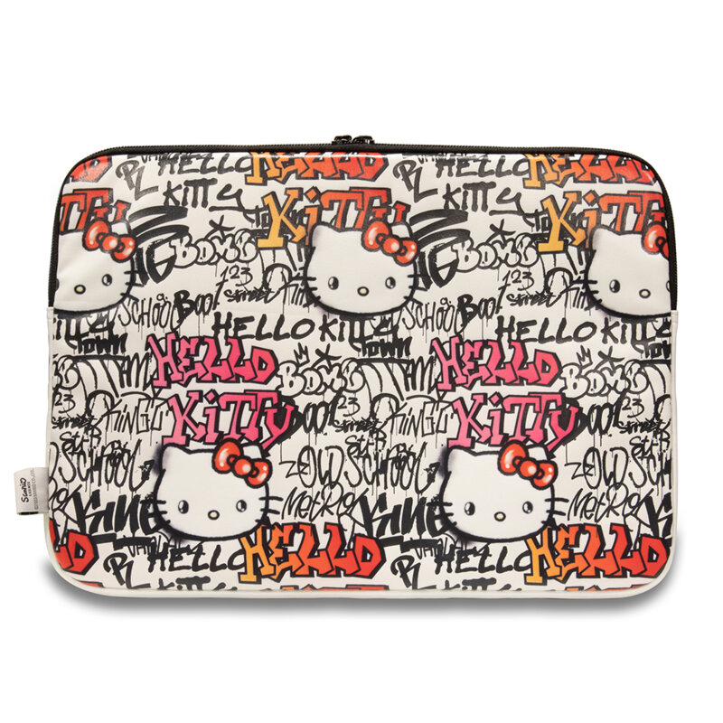 Husa laptop 14 inch cu fermoar Hello Kitty, bej, HKCSZPDGPTE