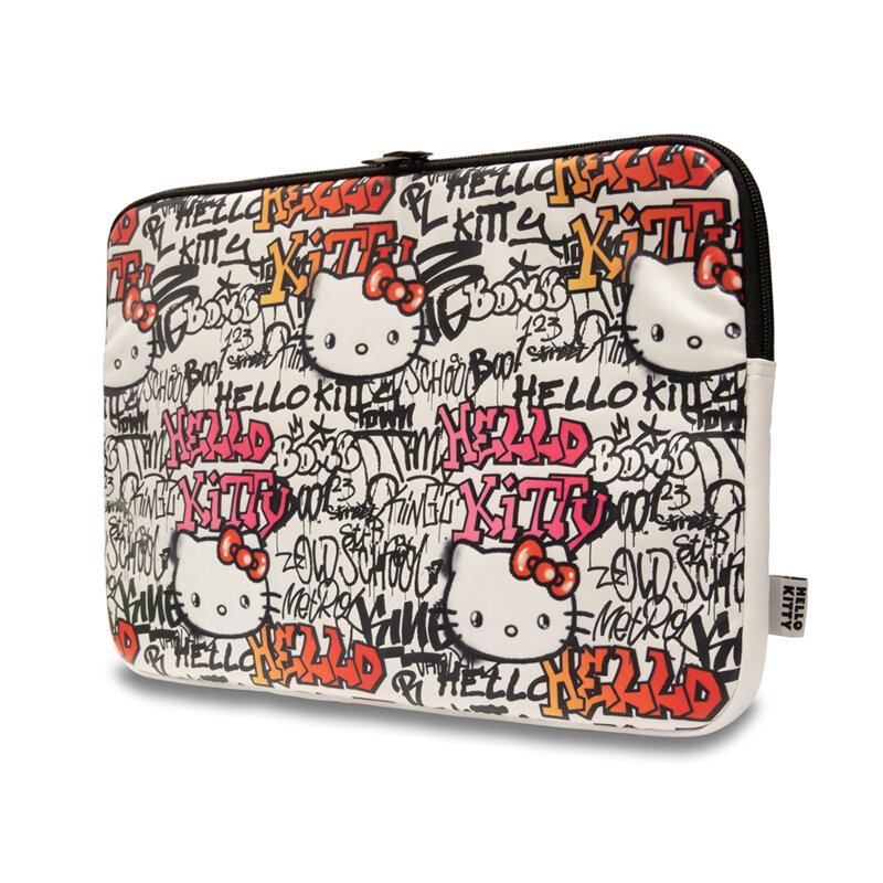 Husa laptop 14 inch cu fermoar Hello Kitty, bej, HKCSZPDGPTE