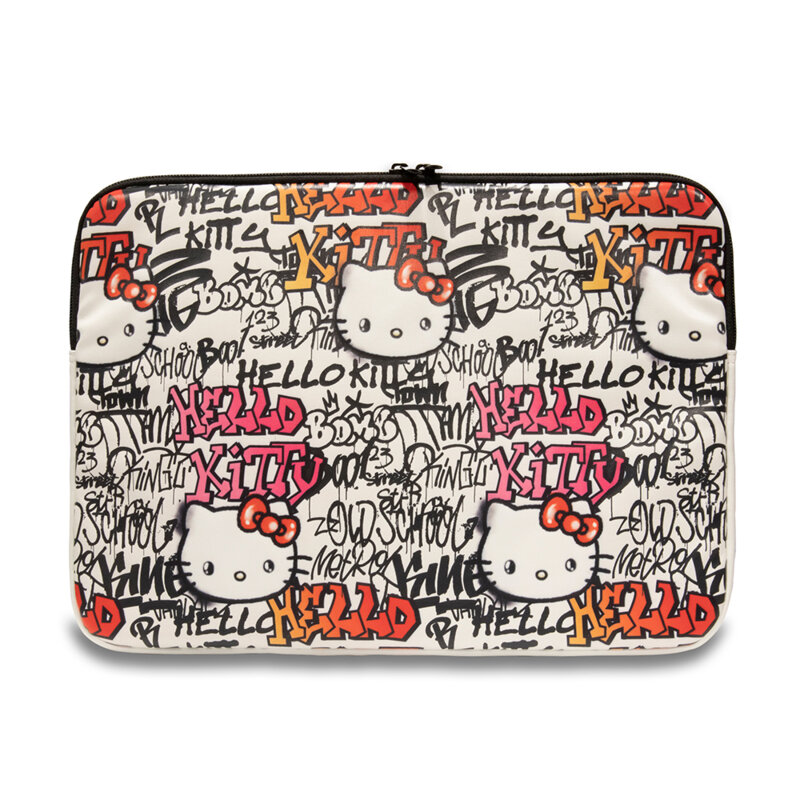 Husa laptop 14 inch cu fermoar Hello Kitty, bej, HKCSZPDGPTE