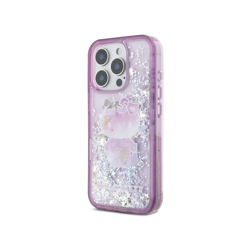 Husa Hello Kitty iPhone 16 Pro Max Hardcase Liquid Glitter 50TH Anniversary Party, HKHCP16XL50PPU, mov