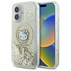 Husa Hello Kitty iPhone 16 Hardcase Liquid Glitter Fever MagSafe, HKHMP16SLGDIH, alb