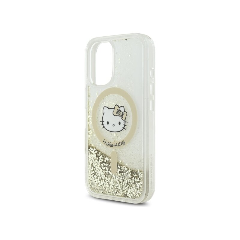 Husa Hello Kitty iPhone 16 Hardcase Liquid Glitter Fever MagSafe, HKHMP16SLGDIH, alb