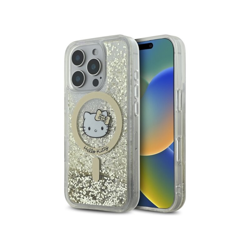 Husa Hello Kitty iPhone 16 Pro Max Hardcase Liquid Glitter Fever MagSafe, HKHMP16XLGDIH, alb