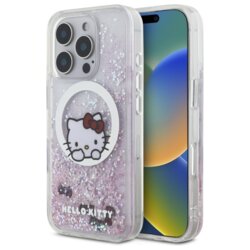 Husa Hello Kitty iPhone 16 Pro Max Hardcase Liquid Glitter Sweet Kitty Bows MagSafe, HKHMP16XLSWKH, alb