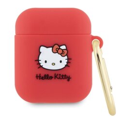 Husa AirPods 2 Hello Kitty Silicone 3D Kitty Head, rosu