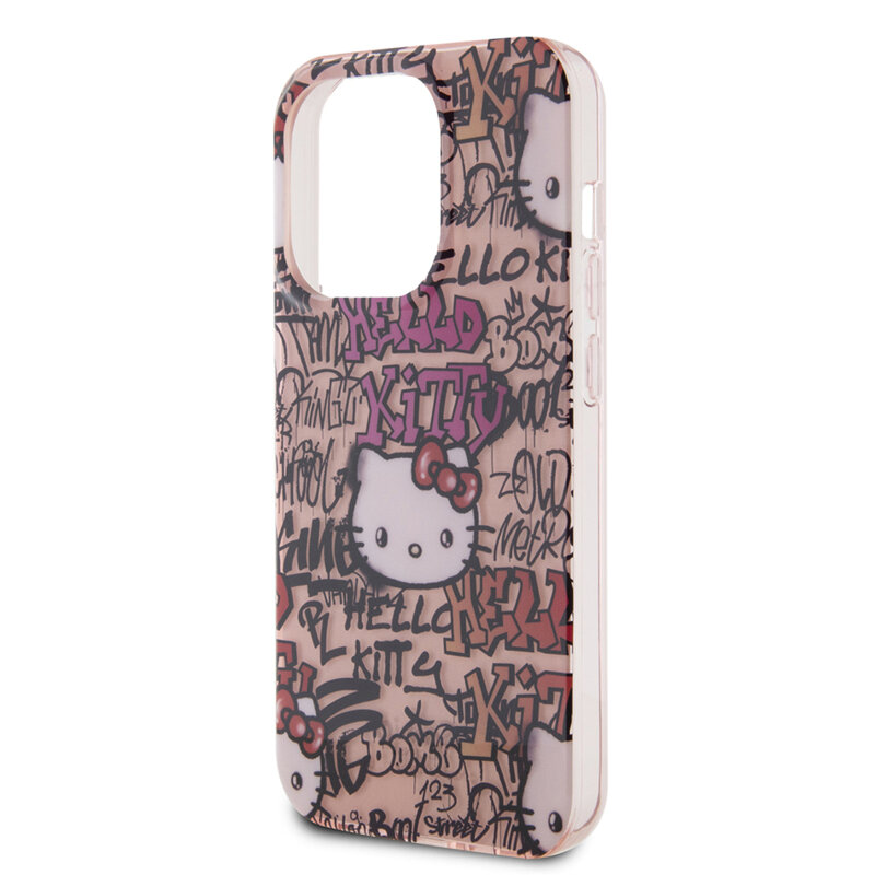 Husa Hello Kitty iPhone 13 Pro Max Hardcase IML Tags Graffiti, roz, HKHCP13XHDGPTP