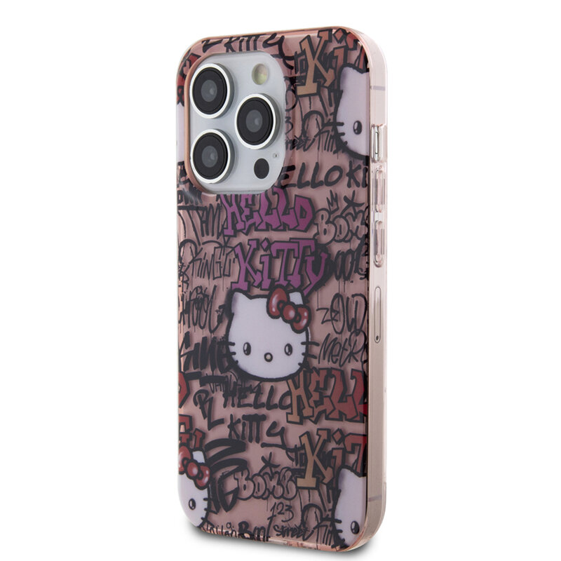 Husa Hello Kitty iPhone 13 Pro Max Hardcase IML Tags Graffiti, roz, HKHCP13XHDGPTP