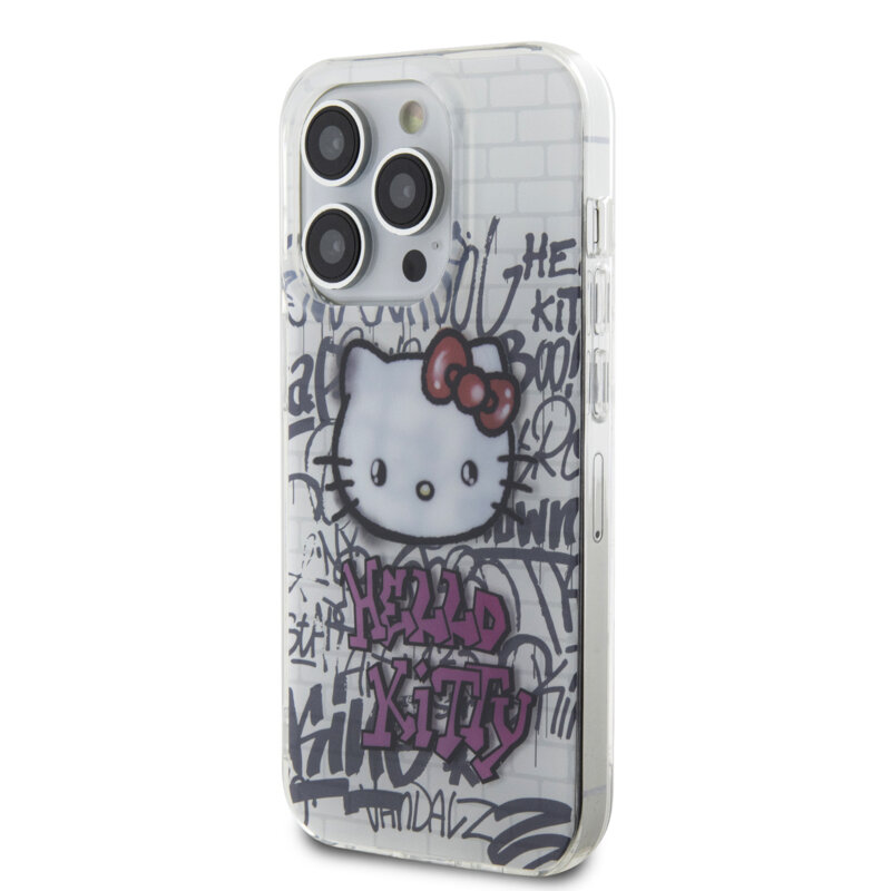Husa Hello Kitty iPhone 13 Pro Max Hardcase IML Kitty On Bricks Graffiti, alb, HKHCP13XHDGPHT