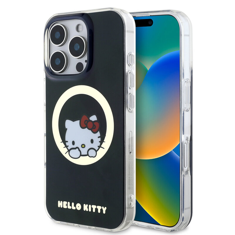 Husa Hello Kitty iPhone 16 Pro Max Hardcase IML Sweet Kitty MagSafe, negru, HKHMP16XHSWKK