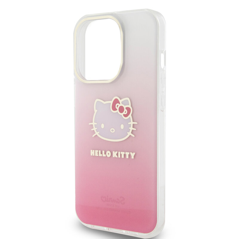Husa Hello Kitty iPhone 15 Pro Max Hardcase IML Gradient Electrop Kitty Head, roz, HKHCP15XHDGKEP