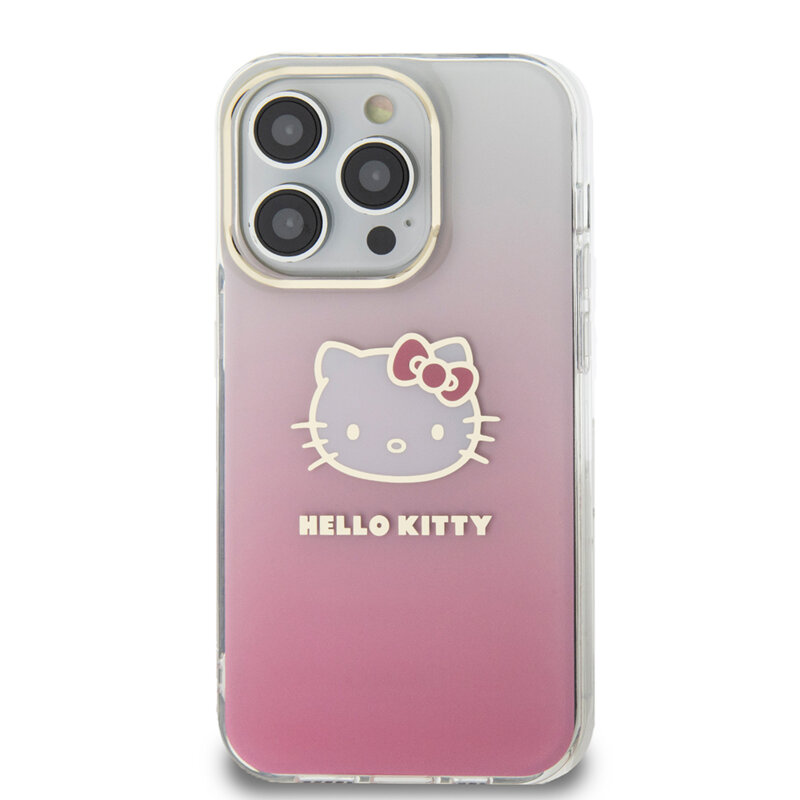Husa Hello Kitty iPhone 15 Pro Max Hardcase IML Gradient Electrop Kitty Head, roz, HKHCP15XHDGKEP