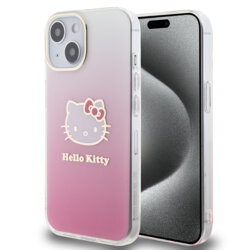 Husa Hello Kitty iPhone 15 Hardcase IML Gradient Electrop Kitty Head, roz, HKHCP15SHDGKEP