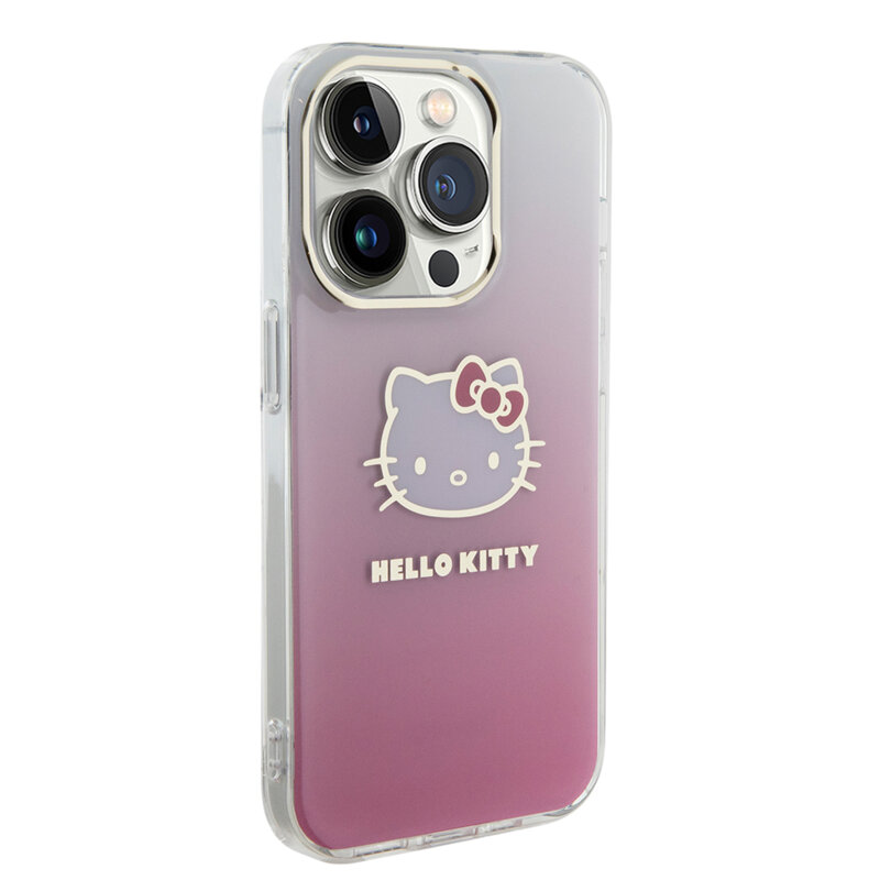 Husa Hello Kitty iPhone 14 Pro Max Hardcase IML Gradient Electrop Kitty Head, roz, HKHCP14XHDGKEP