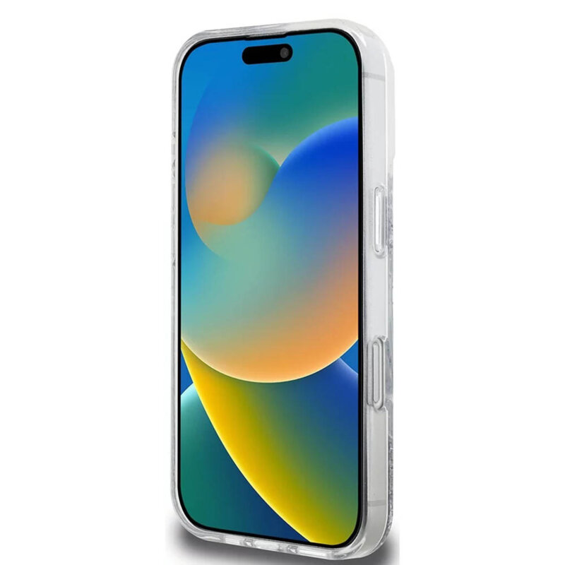 Husa originala Guess iPhone 16 Pro Max Hardcase Resin Gradient Glitter MagSafe, argintiu, GUHMP16XRGRGES
