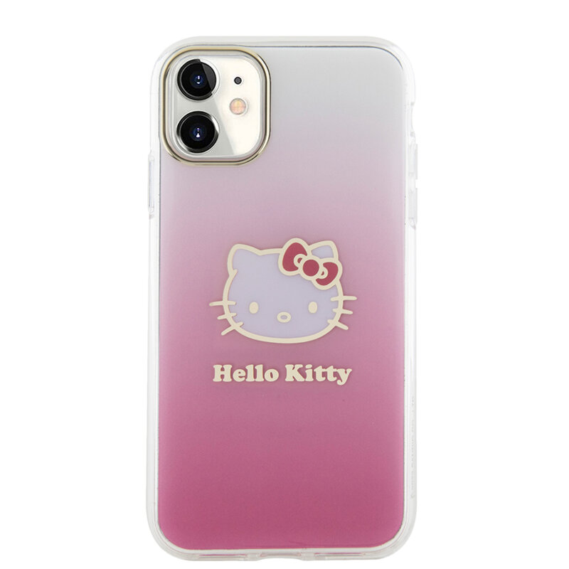 Husa Hello Kitty iPhone 11 Hardcase IML Gradient Electrop Kitty Head, roz, HKHCN61HDGKEP