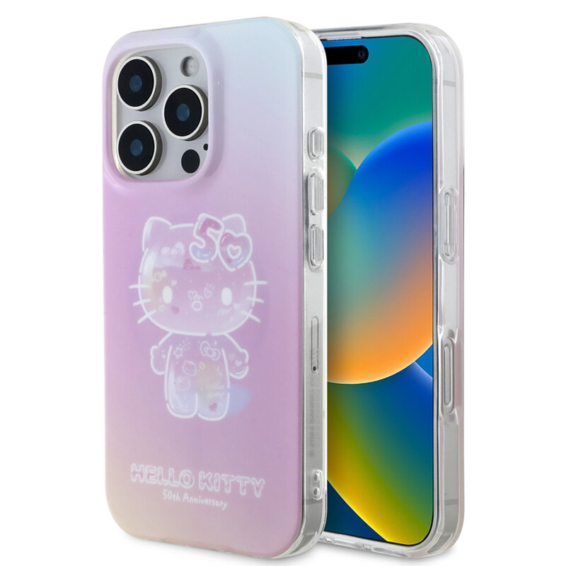 Husa Hello Kitty iPhone 16 Pro Max Hardcase IML 50TH Anniversary MagSafe, roz, HKHMP16XH50AP