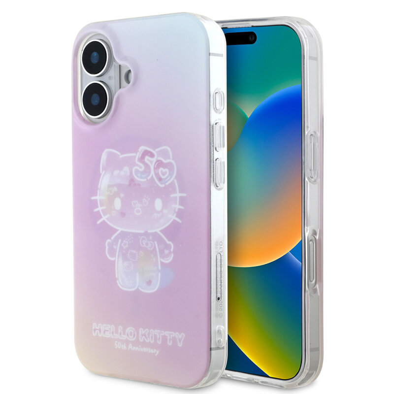 Husa Hello Kitty iPhone 16 Hardcase IML 50TH Anniversary MagSafe, roz, HKHMP16SH50AP