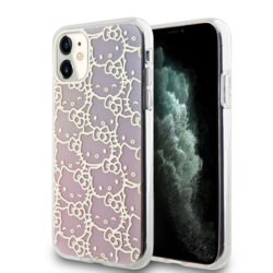 Husa Hello Kitty iPhone 11 Hardcase IML Gradient Electrop Crowded Kitty Head, roz, HKHCN61HCHPEP