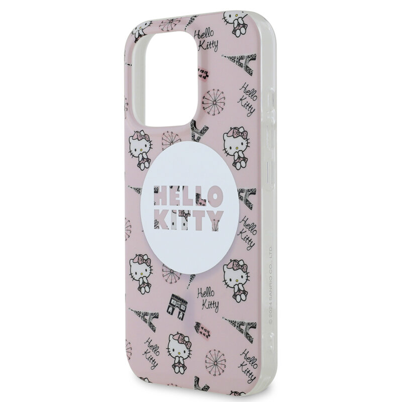 Husa Hello Kitty iPhone 16 Pro Max Hardcase IML All Over Paris MagSafe, roz, HKHMP16XHAOPP