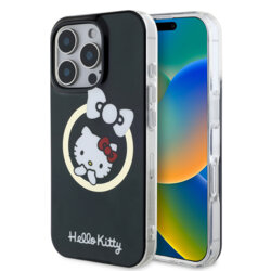 Husa Hello Kitty iPhone 16 Pro Max Hardcase IML Fun Bow MagSafe, negru, HKHMP16XHFLBK
