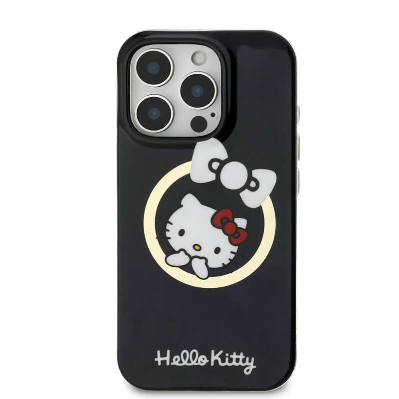 Husa Hello Kitty iPhone 16 Pro Max Hardcase IML Fun Bow MagSafe, negru, HKHMP16XHFLBK