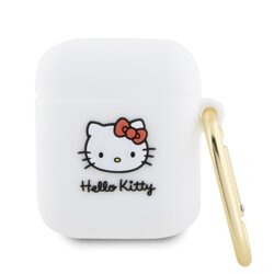 Husa AirPods 2 Hello Kitty Silicone 3D Kitty Head, alb