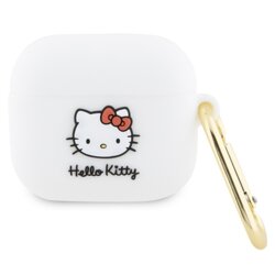 Husa AirPods 3 Hello Kitty Silicone 3D Kitty Head, HKA33DKHSH, alb