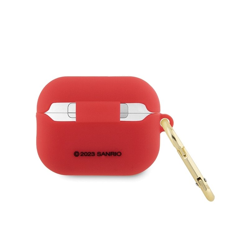 Husa AirPods Pro 2 Hello Kitty Silicone 3D Kitty Head, HKAP23DKHSF, rosu