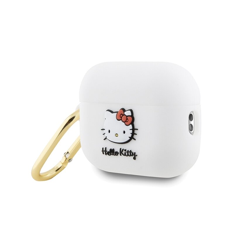 Husa AirPods Pro 2 Hello Kitty Silicone 3D Kitty Head, HKAP23DKHSH, alb