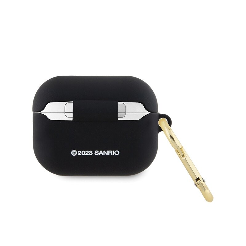 Husa AirPods Pro 2 Hello Kitty Silicone 3D Kitty Head, HKAP23DKHSK, negru